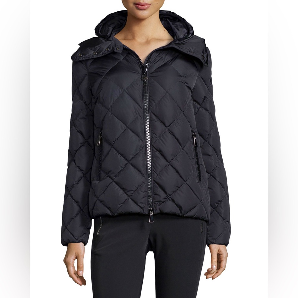 Moncler Bourg Hooded Diamond-Quilted Down Puffer Jacket 00 (XXS) Navy
